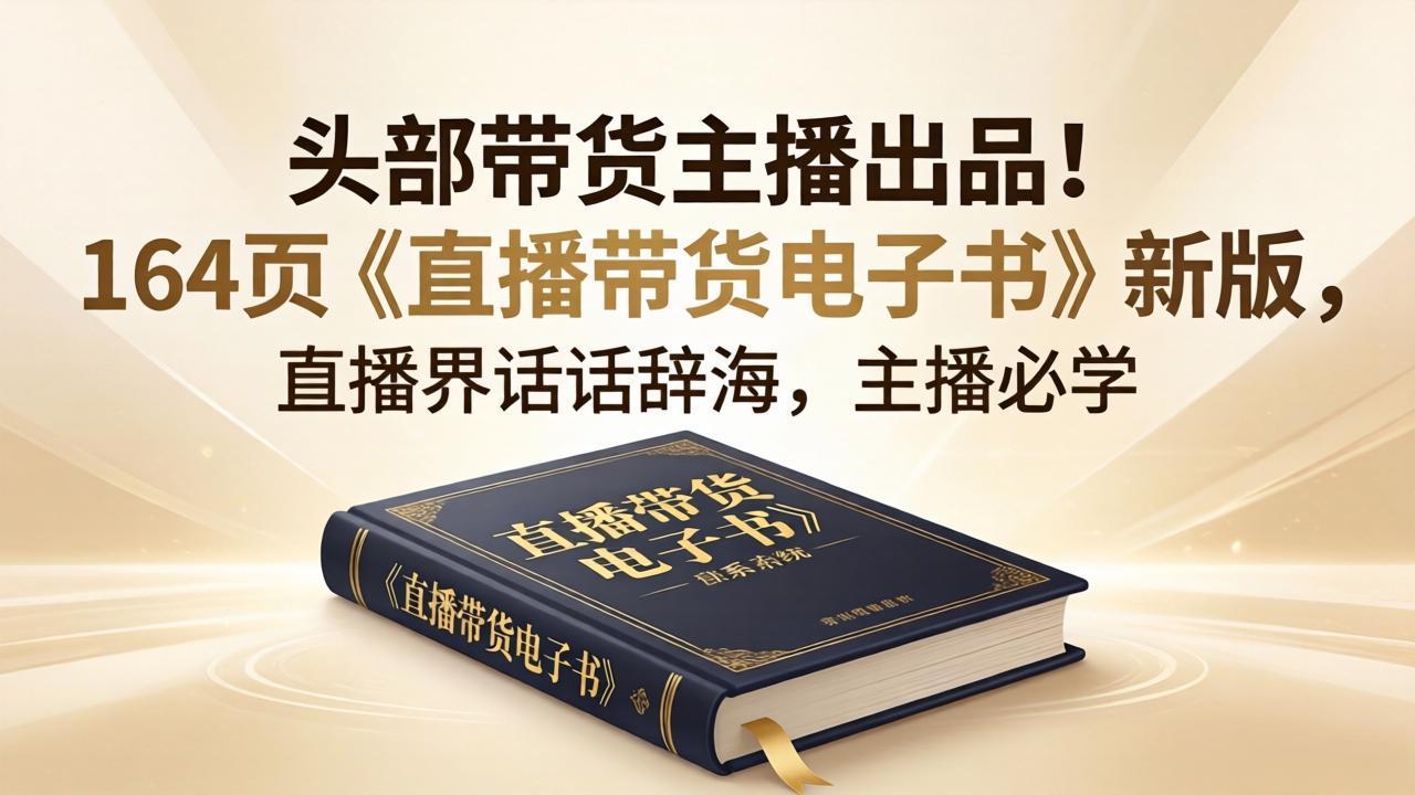 (18056期)头部带货主播出品!164页《直播带货电子书》新版,直播界话术辞海,主播必学-网赚副业网