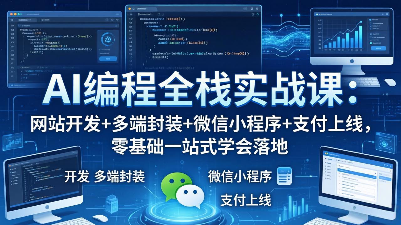 (18049期)AI编程全栈实战课:网站开发+多端封装+微信小程序+支付上线,零基础一站式学会落地-网赚副业网