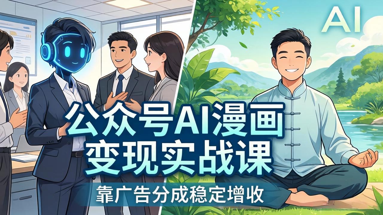 (17921期)公众号AI漫画变现实战课:星座/职场/养生多赛道+智能体发文,靠广告分成稳定增收-网赚副业网