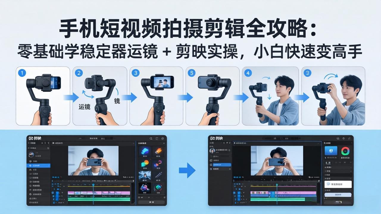 (18003期)手机短视频拍摄剪辑全攻略:零基础学稳定器运镜 + 剪映实操,小白快速变高手-网赚副业网