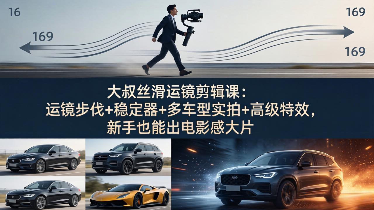 (18004期)大叔丝滑运镜剪辑课:运镜步伐+稳定器+多车型实拍+高级特效,新手也能出电影感大片-网赚副业网