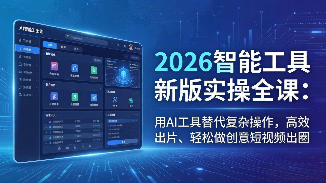 (18005期)2026智能工具新版实操全课:用AI工具替代复杂操作,高效出片、轻松做创意短视频出圈-网赚副业网