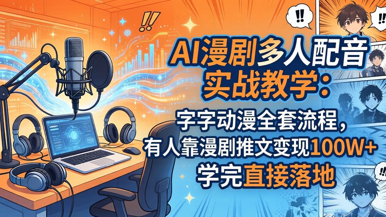 (18060期) AI漫剧多人配音实战教学:字字动漫全套流程,有人靠漫剧推文变现100W+,学完直接落地-网赚副业网
