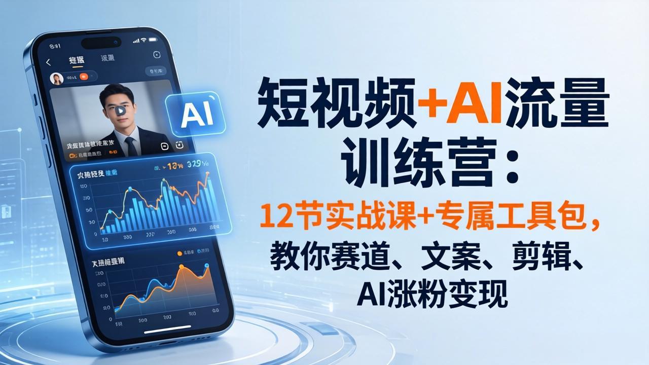 (18078期)短视频+AI流量训练营:12节实战课+专属工具包,教你赛道、文案、剪辑、AI涨粉变现-网赚副业网