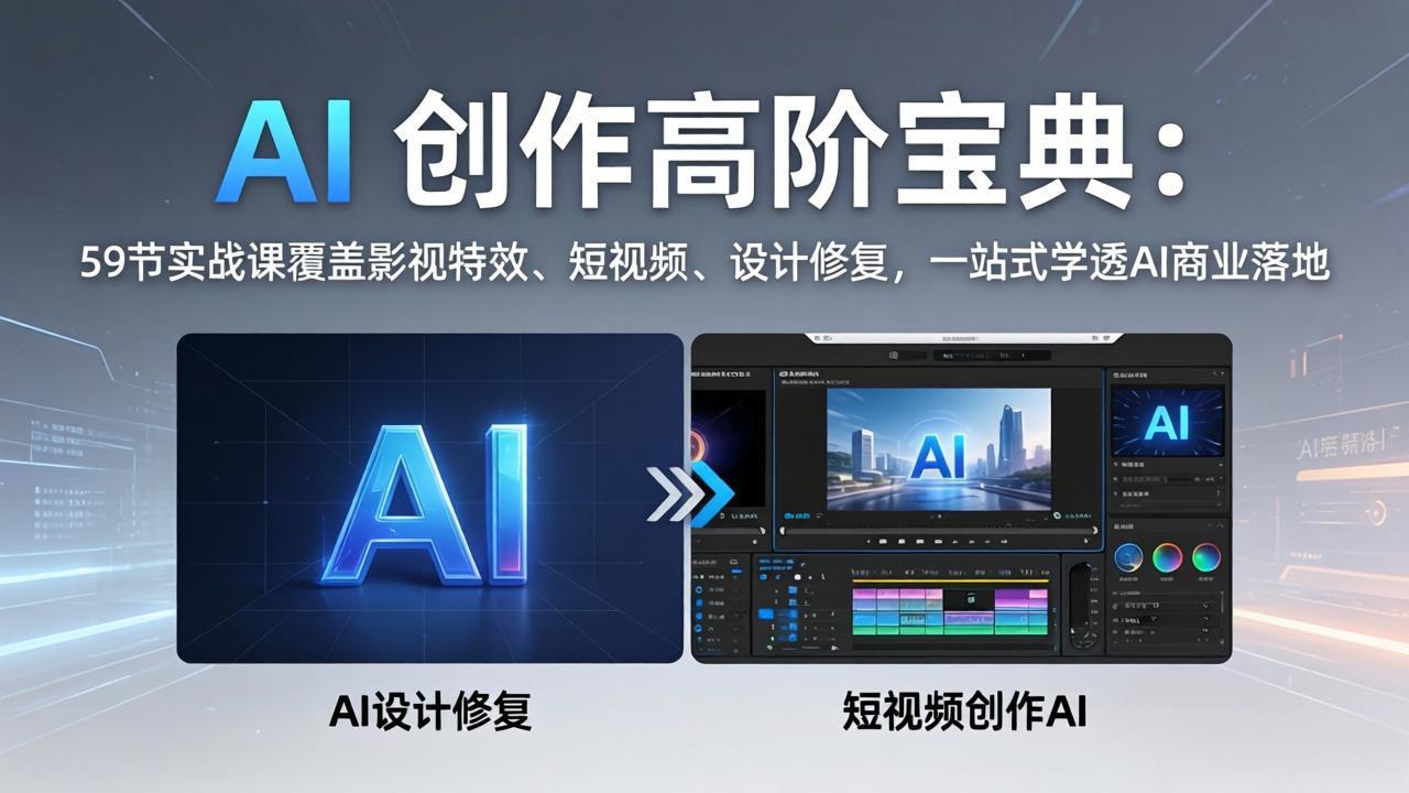(17887期)AI 创作高阶宝典:59节实战课覆盖影视特效、短视频、设计修复,一站式学透AI商业落地-网赚副业网