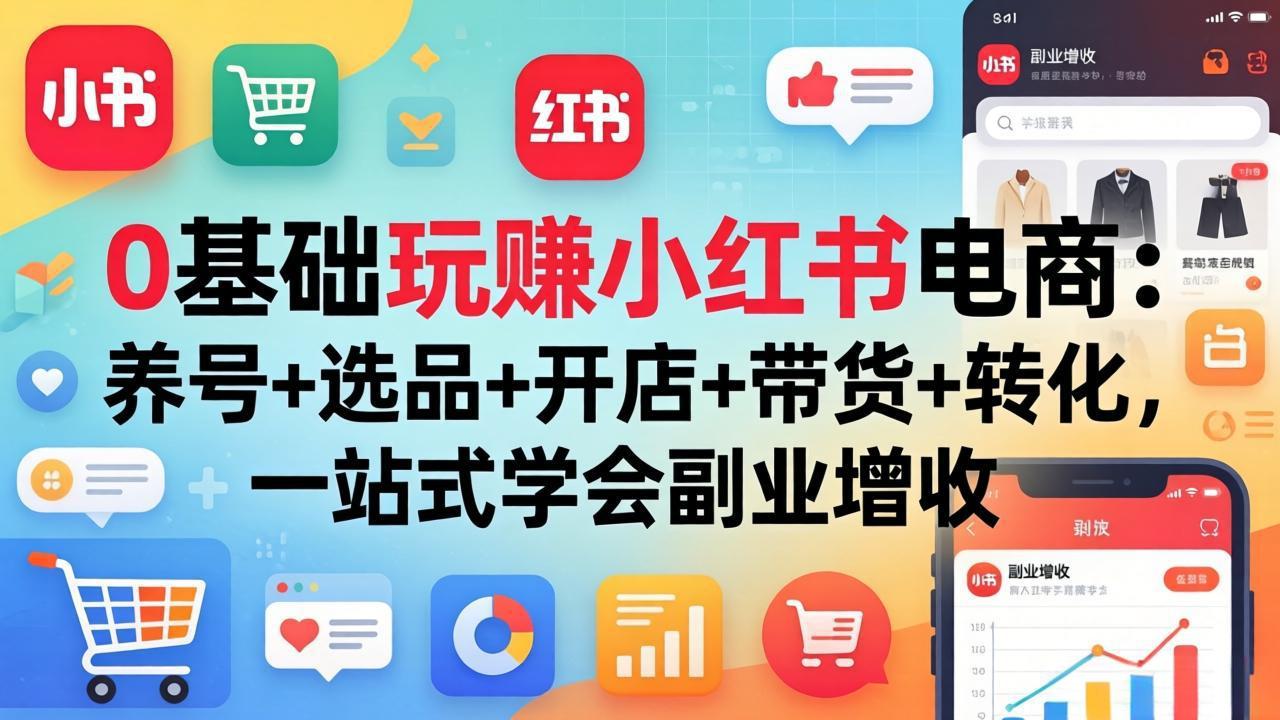 （17949期）0基础玩赚小红书电商：养号+选品+开店+带货+转化，一站式学会副业增收-网赚副业网