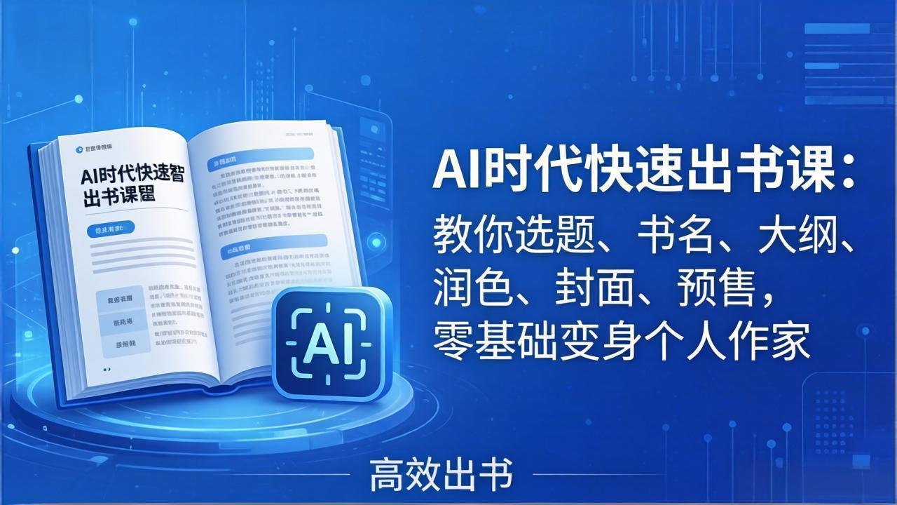 (17865期)AI时代7天闪电出书课:教你选题、书名、大纲、润色、封面、预售,零基础变身个人作家-网赚副业网