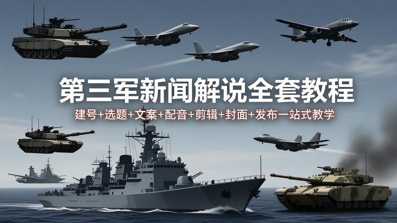 (18081期)第三军迷新闻解说全套教程:建号+选题+文案+配音+剪辑+封面+发布一站式教学-网赚副业网