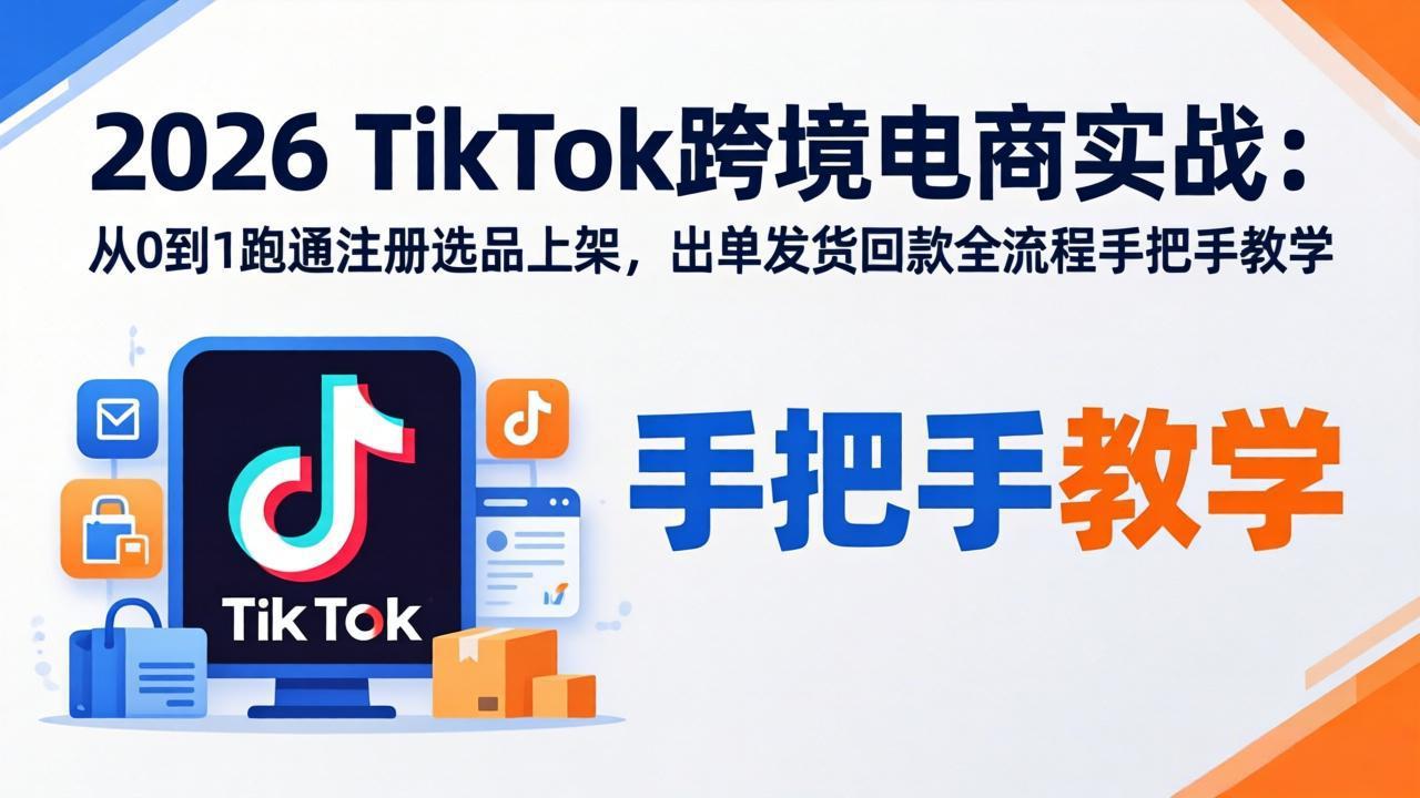 (18027期)2026TikTok跨境电商实战-更新:从0到1跑通注册选品上架,出单发货回款全流程手把手教学-网赚副业网