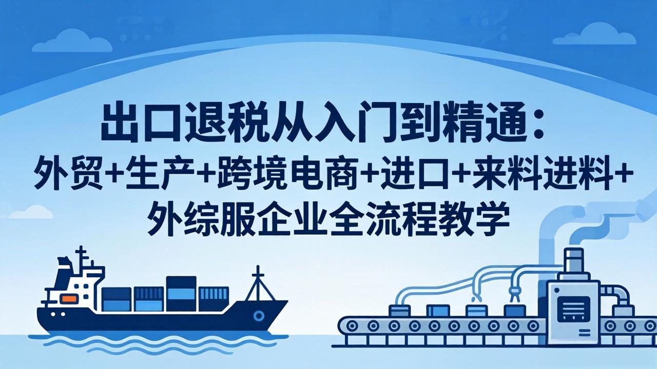 (18065期)出口退税从入门到精通:外贸+生产+跨境电商+进口+来料进料+外综服企业全流程教学-网赚副业网