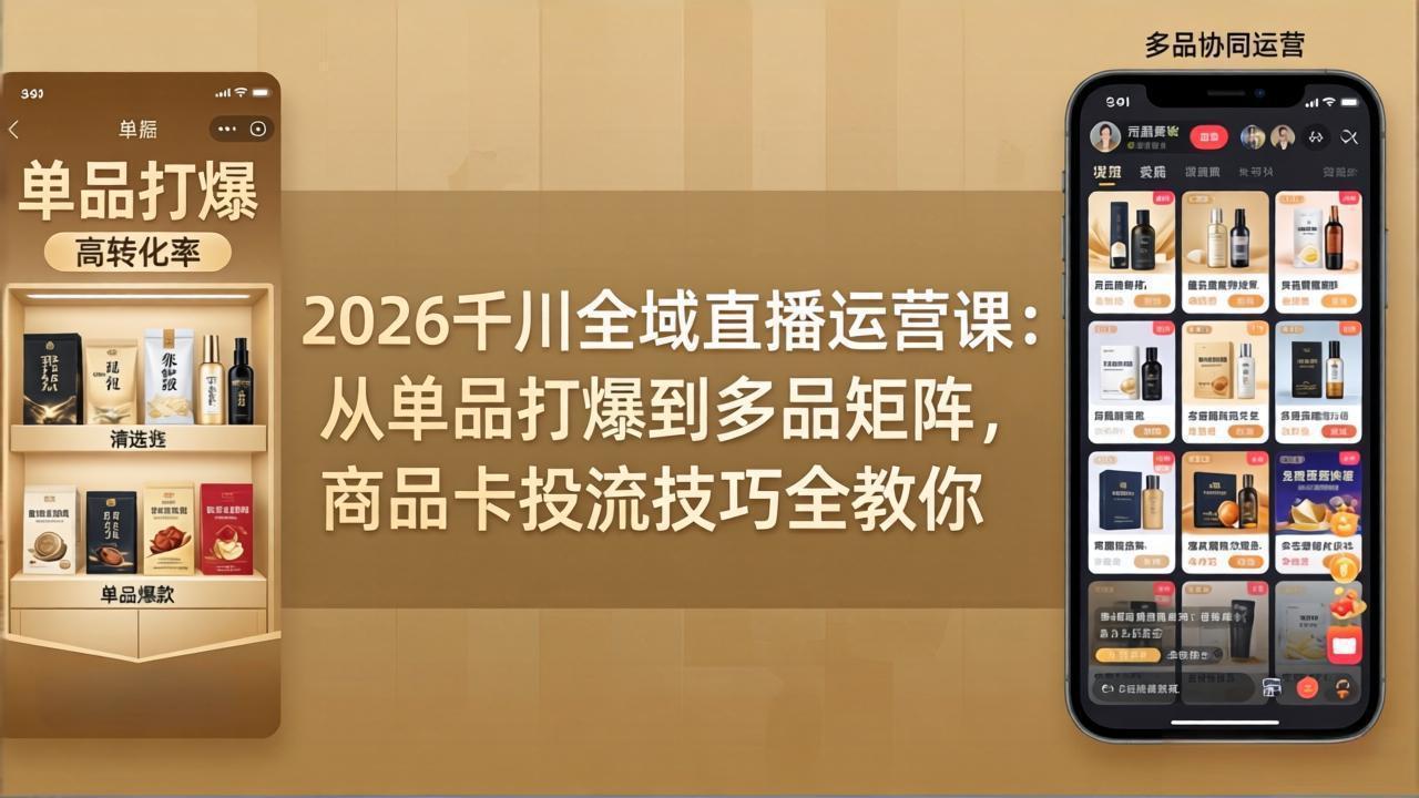 (18028期)2026千川全域直播运营课:从单品打爆到多品矩阵,商品卡投流技巧全教你-网赚副业网