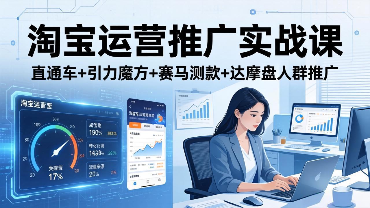 (18029期)淘宝运营推广实战课(更新26年4月)直通车+引力魔方+赛马测款+达摩盘人群推广等-网赚副业网