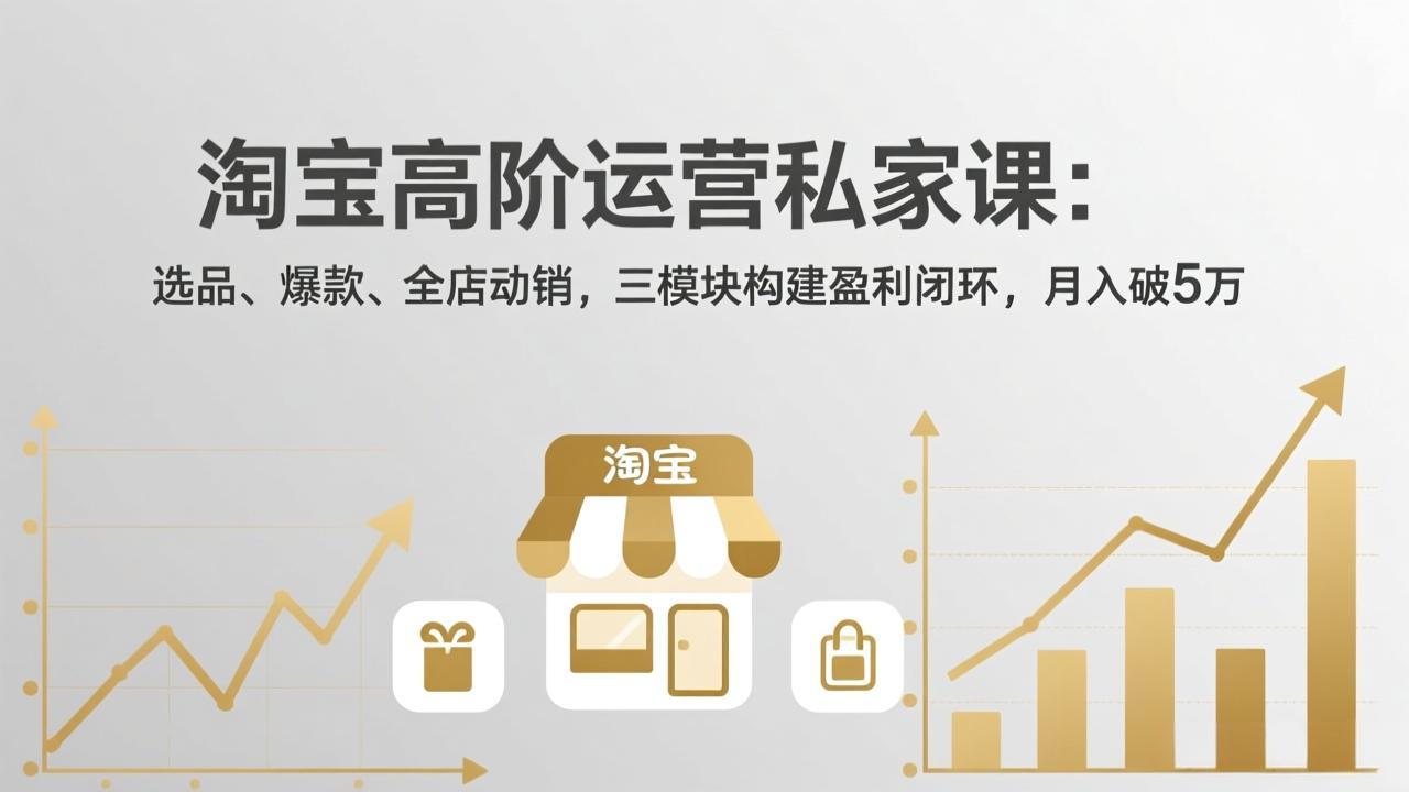 (17904期)淘宝高阶运营私家课(更新26年4月):选品、爆款、全店动销,三模块构建盈利闭环,月入破5万-网赚副业网
