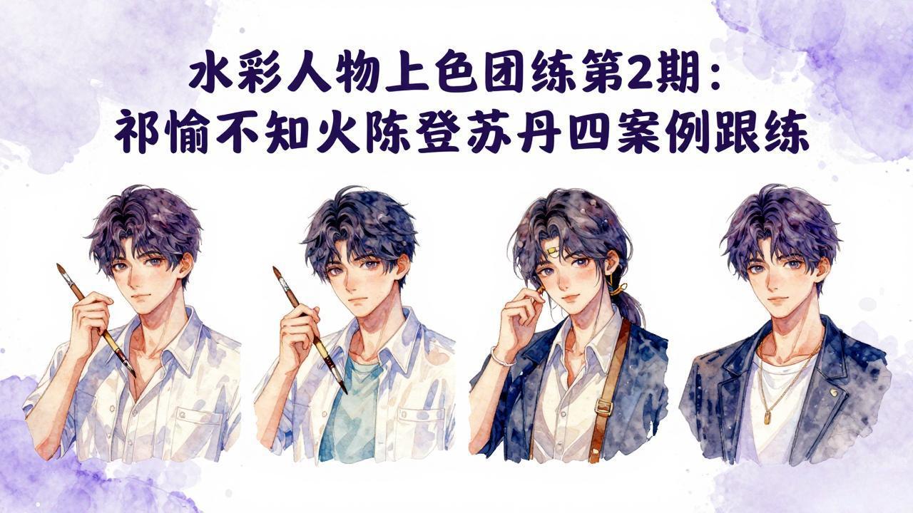 （17954期）水彩人物上色团练第2期：祁煜不知火陈登苏丹四案例跟练，手把手提升绘画能力-网赚副业网