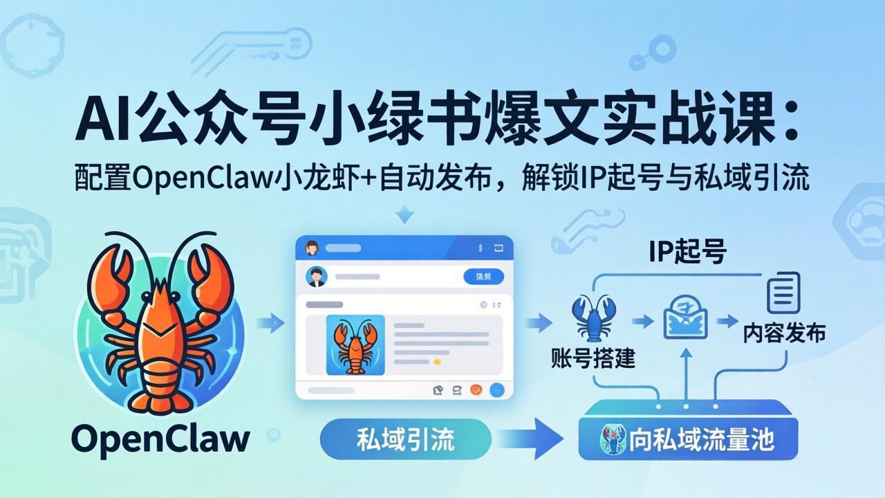 (18132期)AI公众号小绿书变现实战课:小绿书爆文写作+OpenClaw自动发布,解锁IP起号与私域引流-网赚副业网