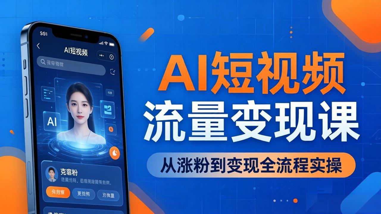 (17939期)AI短视频流量变现课:一部手机玩转数字人克隆+爆款制作,从涨粉到变现全流程实操-网赚副业网