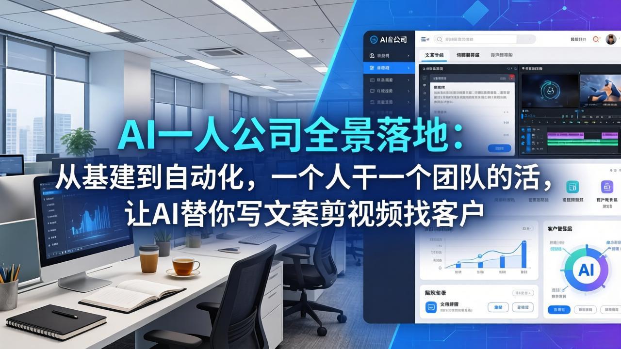（17939期）AI一人公司全景落地：从基建到自动化，一个人干一个团队的活，让AI替你写文案剪视频找客户-网赚副业网