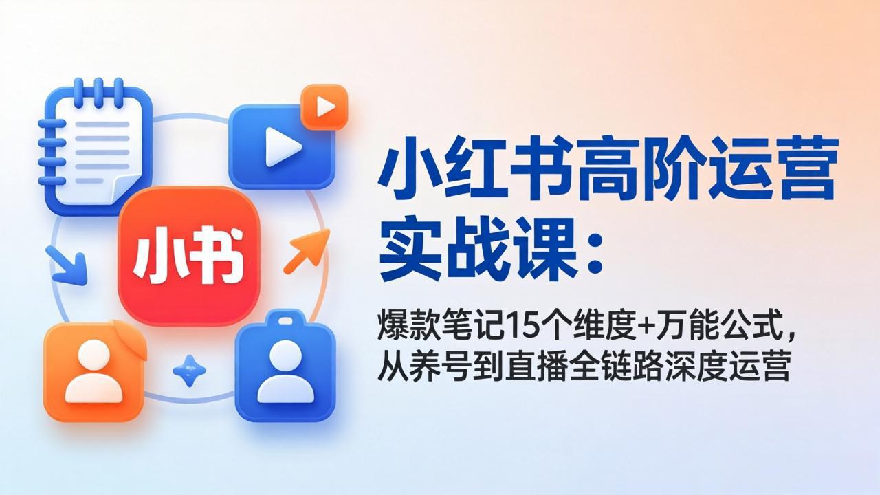 (17844期)小红书高阶运营实战课:爆款笔记15个维度+万能公式,从养号到直播全链路深度运营-网赚副业网