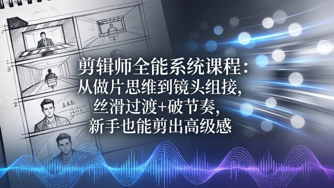 (18260期)剪辑师全能系统课程:从做片思维到镜头组接,丝滑过渡+破节奏,新手也能剪出高级感-网赚副业网