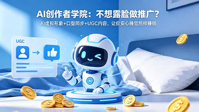 (18599期)AI创作者学院:不想露脸做推广?AI虚拟形象+口型同步+UGC内容,让你安心睡觉照样赚钱-网赚副业网