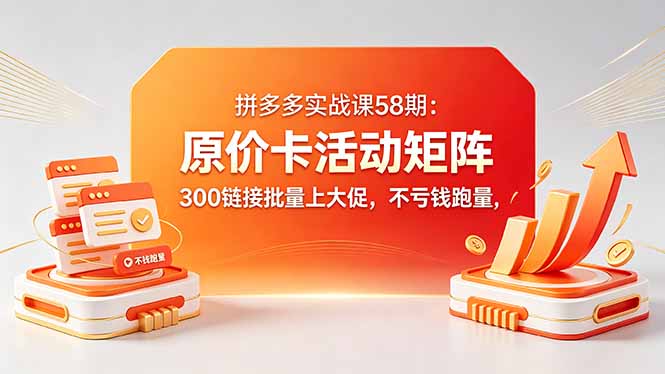 (18395期)拼多多实战课58期:原价卡活动矩阵,300链接批量上大促,不亏钱跑量-网赚副业网