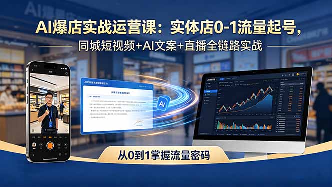 （18451期）AI爆店实战运营课：实体店0-1流量起号，同城短视频+AI文案+直播全链路实战-网赚副业网