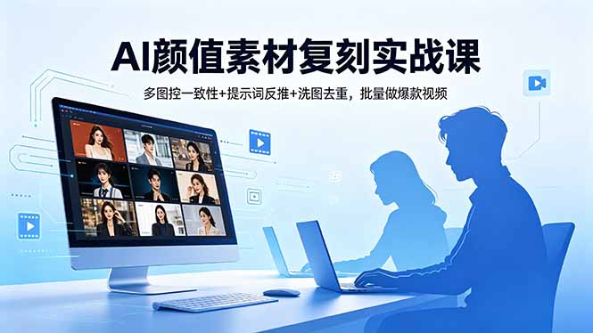 (18450期)AI颜值素材复刻实战课,多图控一致性+提示词反推+洗图去重,批量做爆款视频-网赚副业网