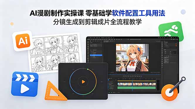 (18605期)AI漫剧制作实操课 零基础学软件配置工具用法 分镜生成到剪辑成片全流程教学-网赚副业网
