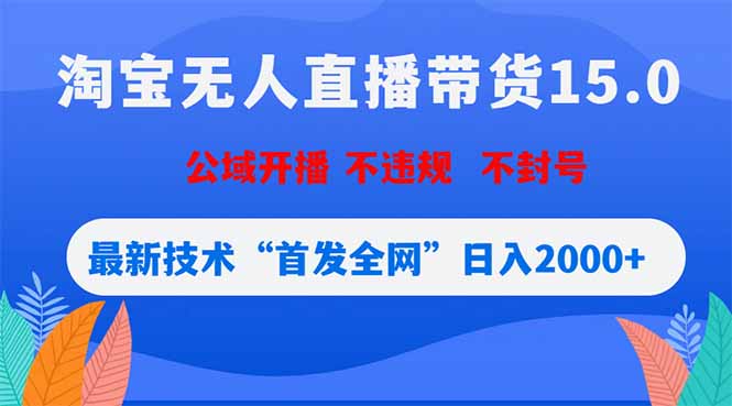(18562期)淘宝无人直播带货15.0,不封号,不违规,公域玩法,首发全网日入2000+-网赚副业网