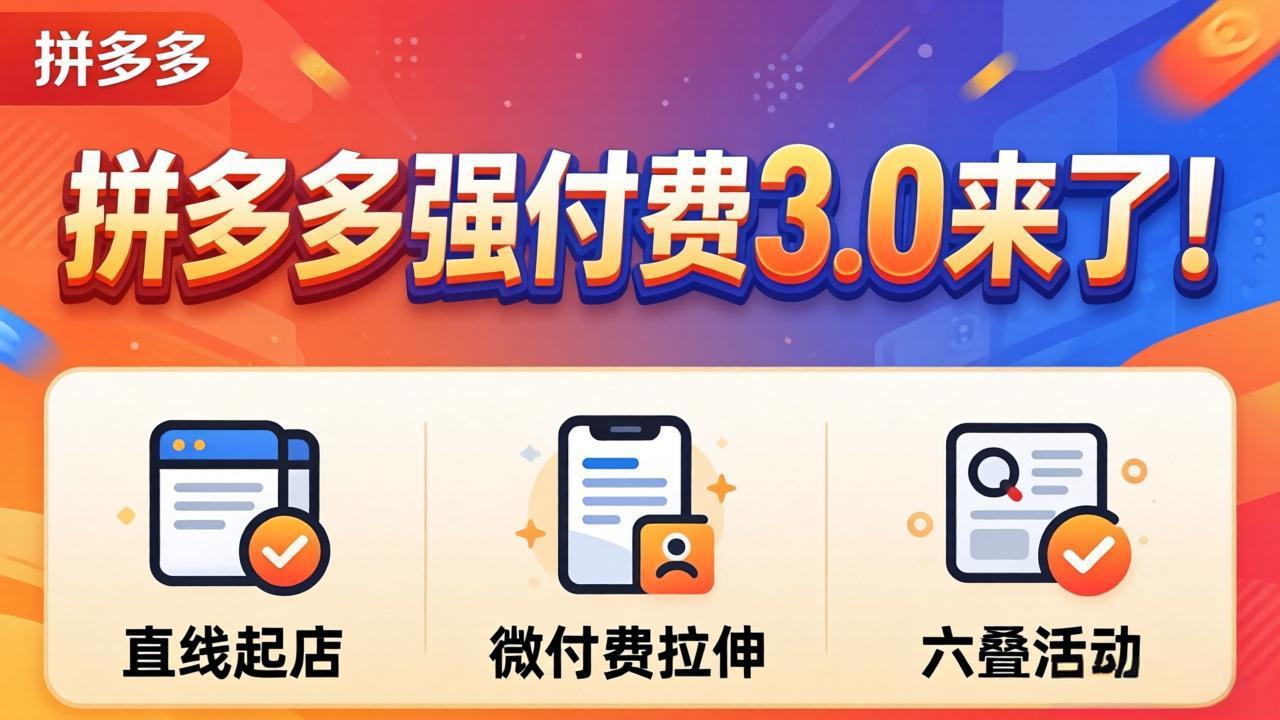 (18284期)拼多多强付费3.0来了(更新4月)直线起店+微付费拉伸+六叠活动,稳定起店破解流量瓶颈-网赚副业网