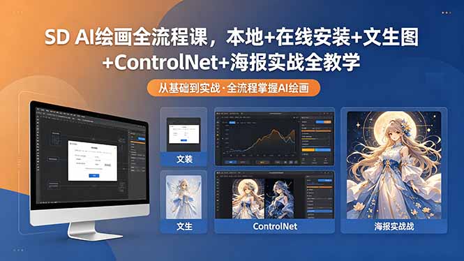 (18453期)SD AI绘画全流程课,本地+在线安装+文生图+ControlNet+海报实战全教学-网赚副业网