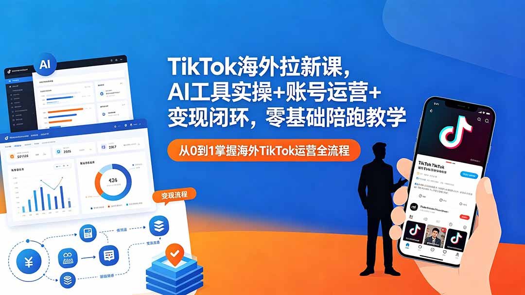 (18522期)TikTok海外拉新课,AI工具实操+账号运营+变现闭环,零基础陪跑教学-网赚副业网