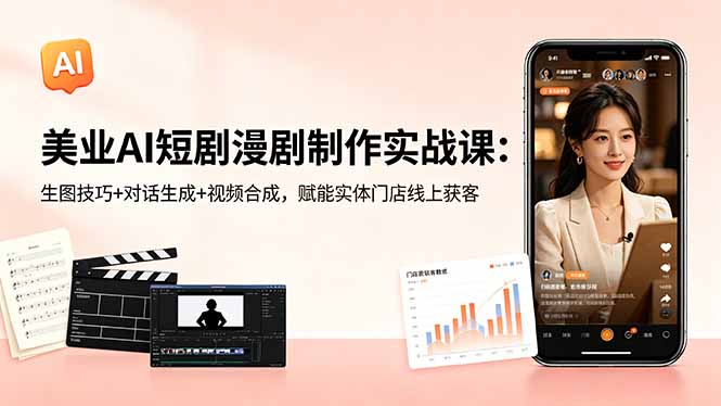 (18536期)美业AI短剧漫剧制作实战课:生图技巧+对话生成+视频合成,赋能实体门店线上获客-网赚副业网