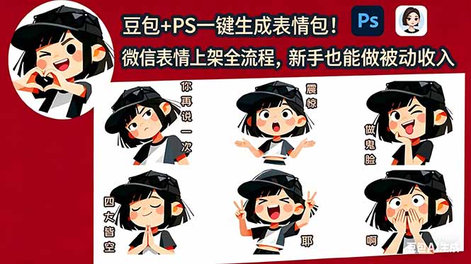 (18402期)豆包+PS一键生成表情包!微信表情上架全流程,新手也能做被动收入-网赚副业网