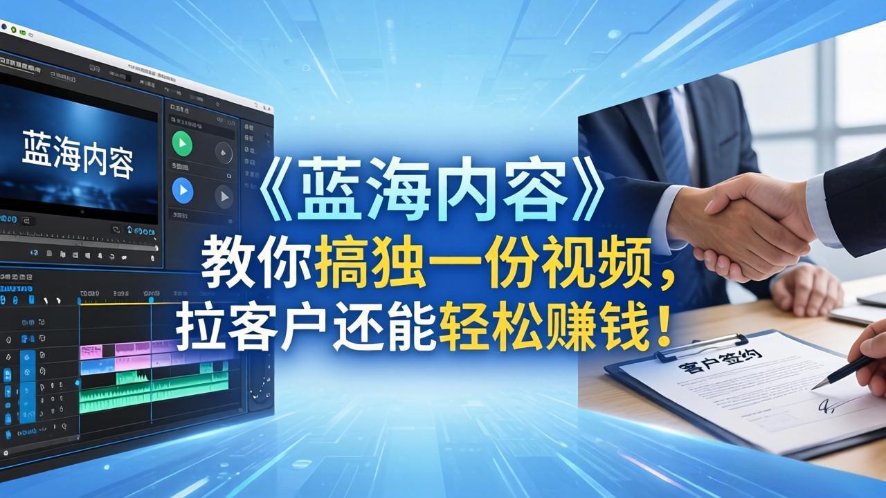 (18301期)做视频卷不动了?《蓝海内容》教你搞独一份视频,拉客户还能轻松赚钱!-网赚副业网