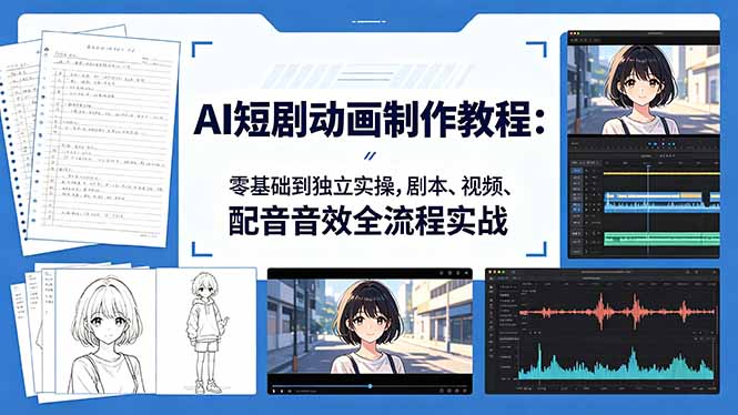(18351期)AI短剧动画制作教程:零基础到独立实操,剧本、视频、配音音效全流程实战-网赚副业网