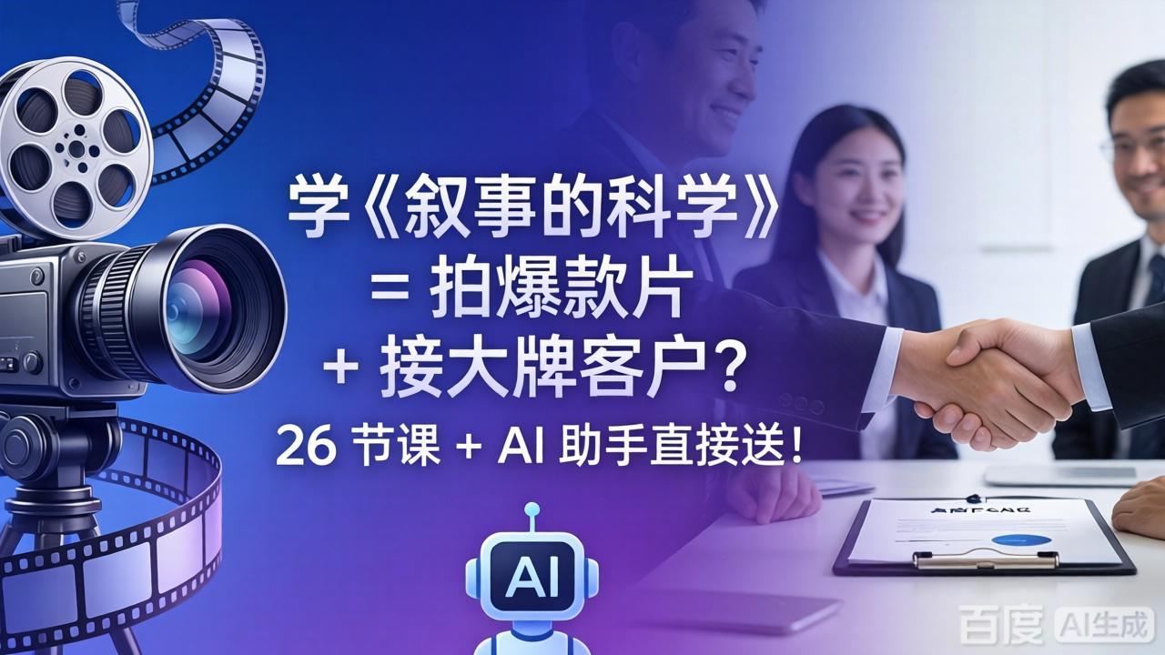 (18302期)学《叙事的科学》= 拍爆款片 + 接大牌客户?26 节课 + AI 助手直接送!-网赚副业网