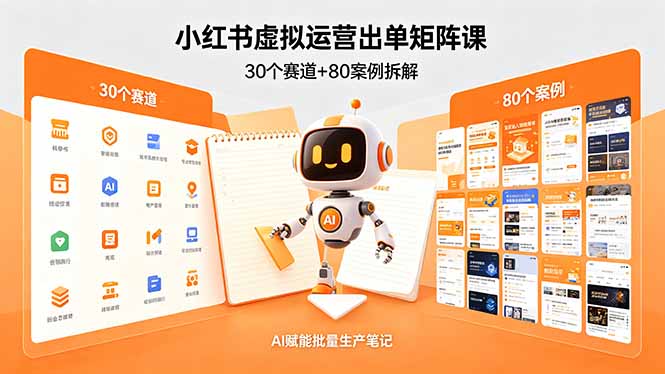 (18342期)小红书虚拟运营出单矩阵课:30个赛道+80案例拆解,AI赋能批量生产笔记-网赚副业网
