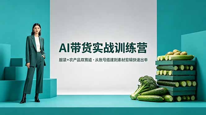 (18355期)AI带货实战训练营,服装+农产品双赛道,从账号搭建到素材剪辑快速出单-网赚副业网