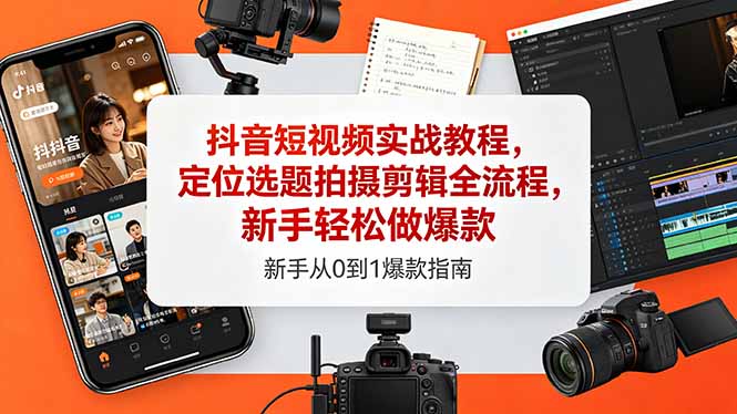 (18524期)抖音短视频实战教程,定位选题拍摄剪辑全流程,新手轻松做爆款-网赚副业网