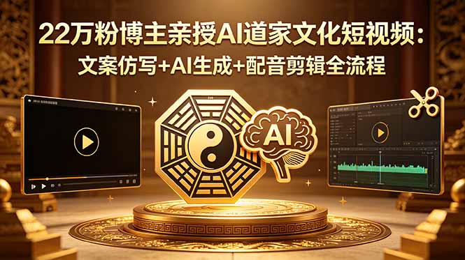 (18580期)22万粉博主亲授AI道家文化短视频:文案仿写+AI生成+配音剪辑全流程-网赚副业网