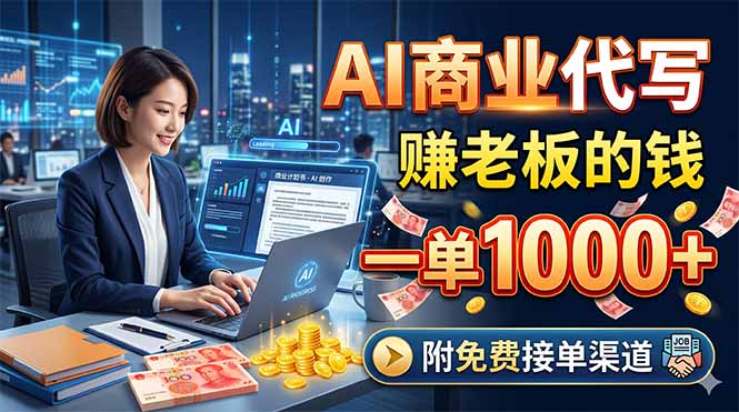 (18444期)AI商业代写,赚老板的钱,一单1000+,附免费接单渠道-网赚副业网