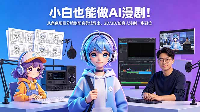 (18343期)小白也能做AI漫剧!从角色场景分镜到配音剪辑导出,2D/3D/仿真人漫剧一步到位-网赚副业网