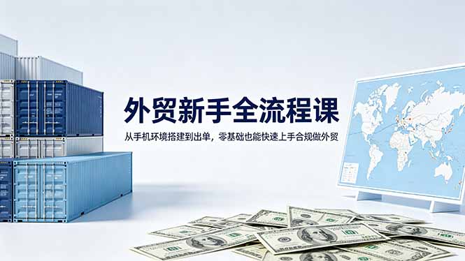 (18481期)外贸新手全流程课:从手机环境搭建到出单,零基础也能快速上手合规做外贸-网赚副业网