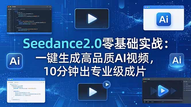 (18323期)Seedance2.0零基础实战:一键生成高品质AI视频,10分钟出专业级成片-网赚副业网
