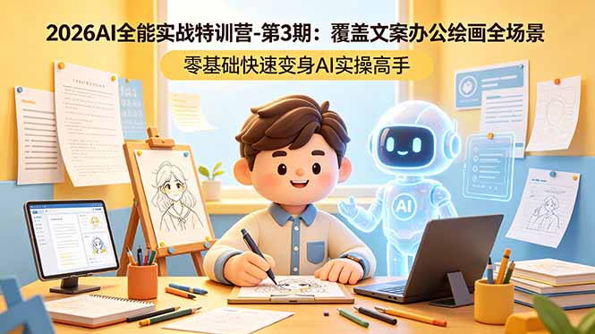 (18572期)2026AI全能实战特训营-第3期:覆盖文案办公绘画全场景 零基础快速变身AI实操高手-网赚副业网