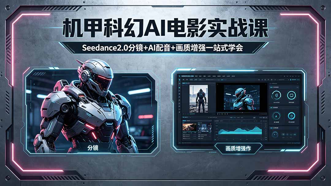 (18298期)机甲科幻 AI 电影实战课,Seedance2.0 分镜 + AI 配音 + 画质增强一站式学会-网赚副业网