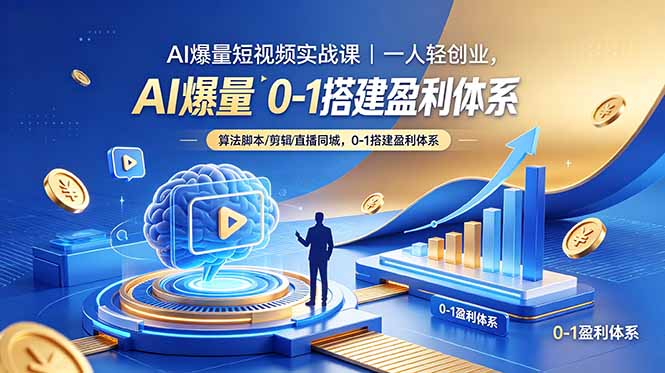 （18652期）AI爆量短视频实战课｜一人轻创业，算法脚本剪辑直播同城，0-1搭建盈利体系-网赚副业网