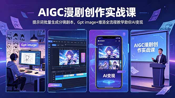 (18482期)AIGC漫剧创作实战课-更新5月16,提示词批量生成分镜剧本,Gpt image+维洛全流程教学助你AI变现-网赚副业网