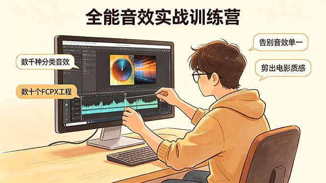(18287期)全能音效实战训练营:数千种分类音效+数十个FCPX工程,告别音效单一,剪出电影质感-网赚副业网